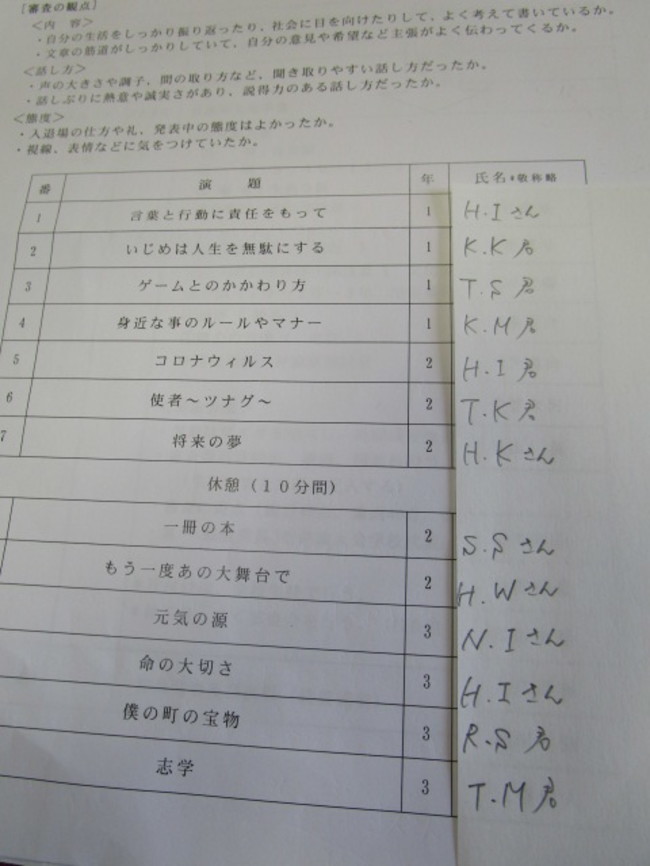 校内弁論大会 大田市小中学校教育サイト